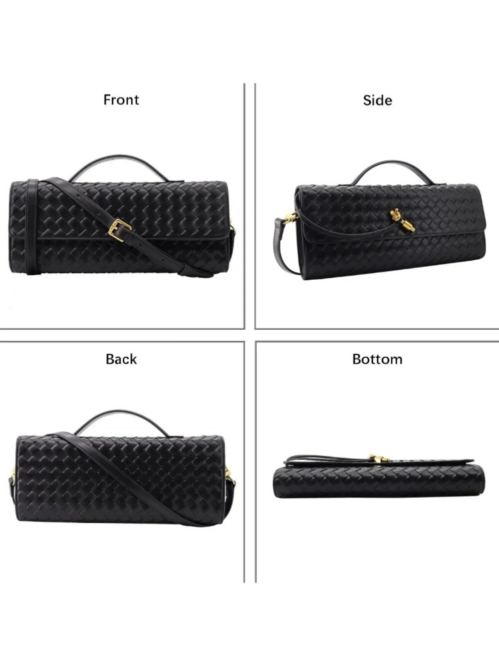 Stylish Woven Leather Clutch Purse for Women - Versatile Crossbody Evening Bag